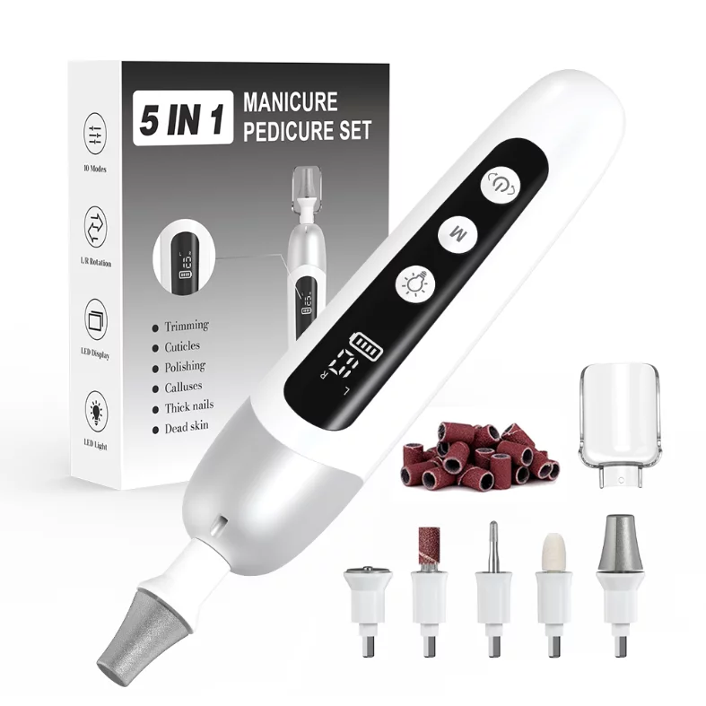 Professional Manicure Pedicure Kit Cordless Electric Nail File Set Nail Drill Machine Bộ dụng cụ làm móng tay, móng chân chuyên nghiệp không dây Bộ giũa móng tay điện Máy khoan móng tay