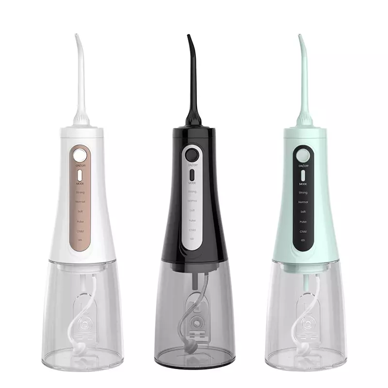 Five working mode with big 350ml water tank water flosser oral irrigator Năm chế độ làm việc với bình chứa nước lớn 350ml máy tăm nước miệng